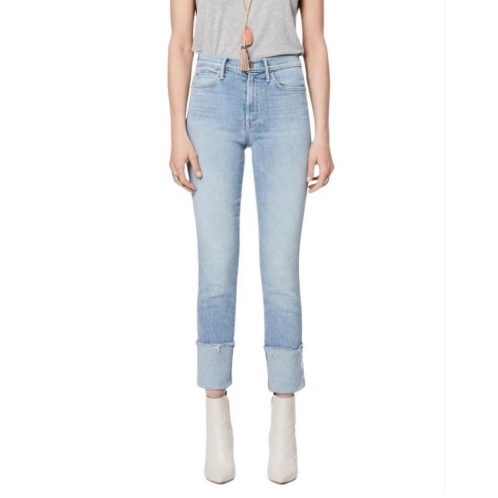 MOTHER The Pony Boy Ankle Fray Light Mapping It Out Wash Denim Jeans 27
